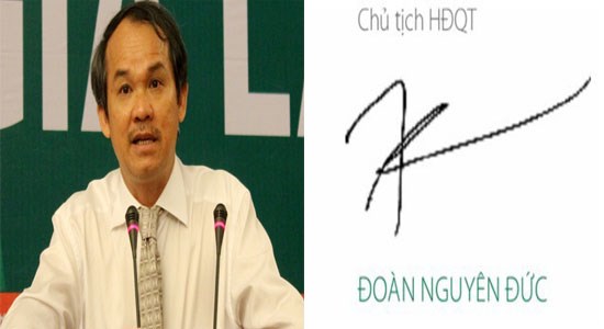 Chữ ký của bầu Đức