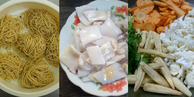 cách làm mì xào hải sản 1