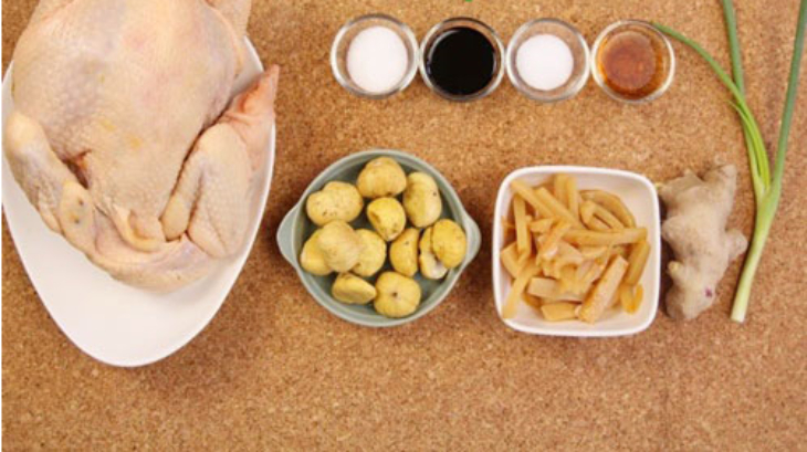 nguyên liệu làm gà kho gừng